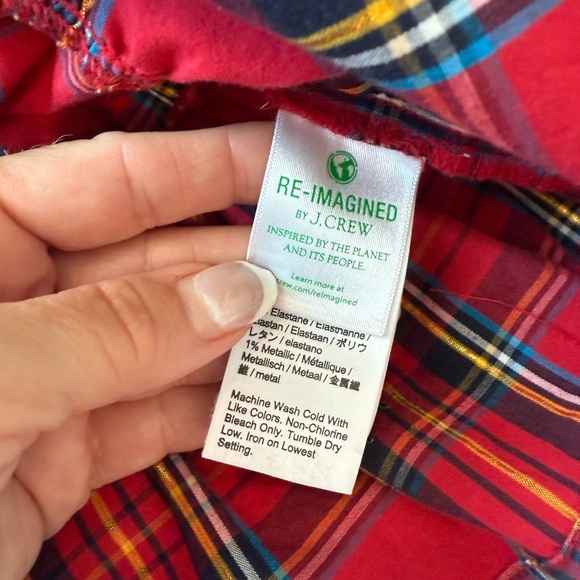 CREWCUTS red CHRISTMAS HOLIDAY plaid Cotton Teired Peasant Top Large - Picture 3 of 5